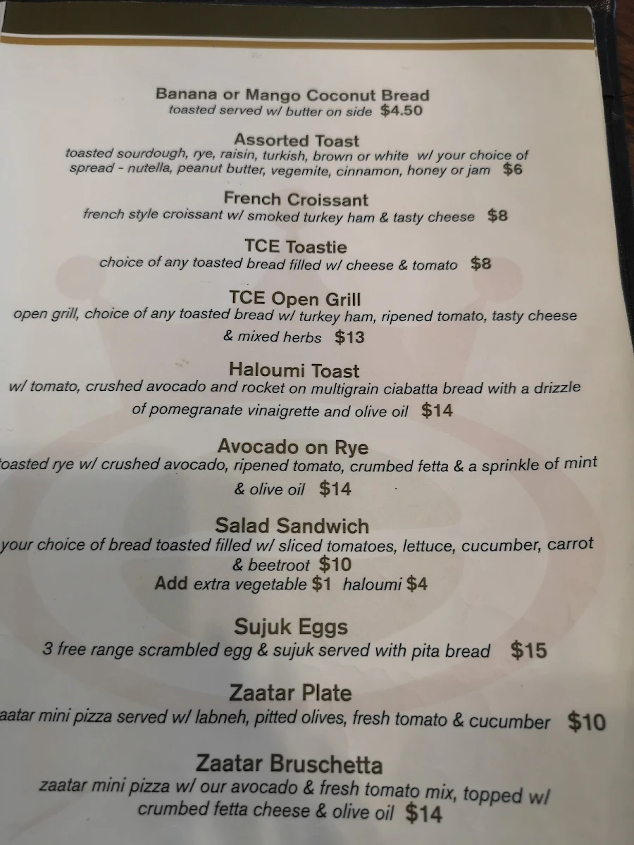 Menu, The Coffee Emporium Bankstown 2