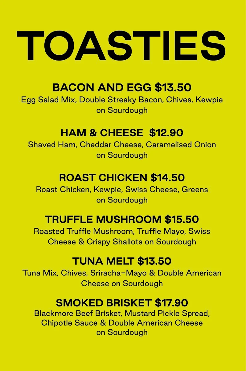Menu, Otherside Coffee