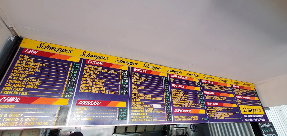 Menu, Inverloch Fish & Chips