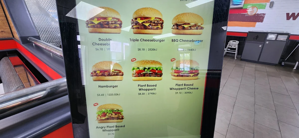 Menu, Hungry Jack's Burgers Midland