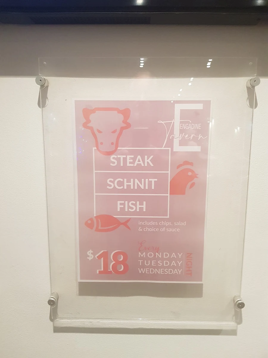 Menu, Engadine Tavern