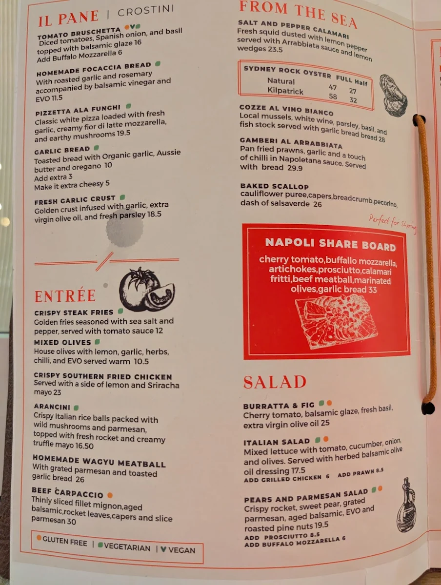 Menu, Casa Nova Italian Restaurant & Bar, Shellharbour
