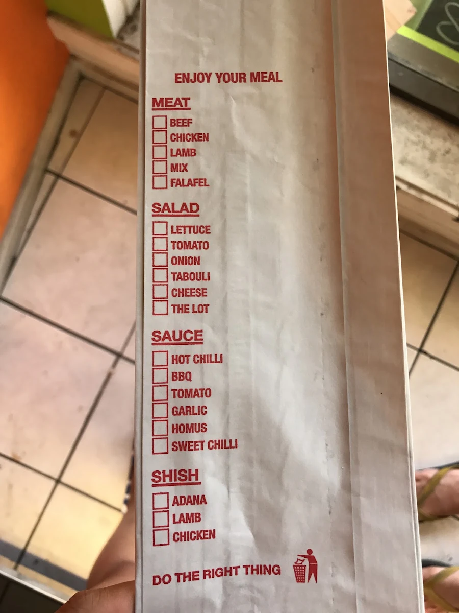 Menu, Tango Juice Bar & Ice-Creamery
