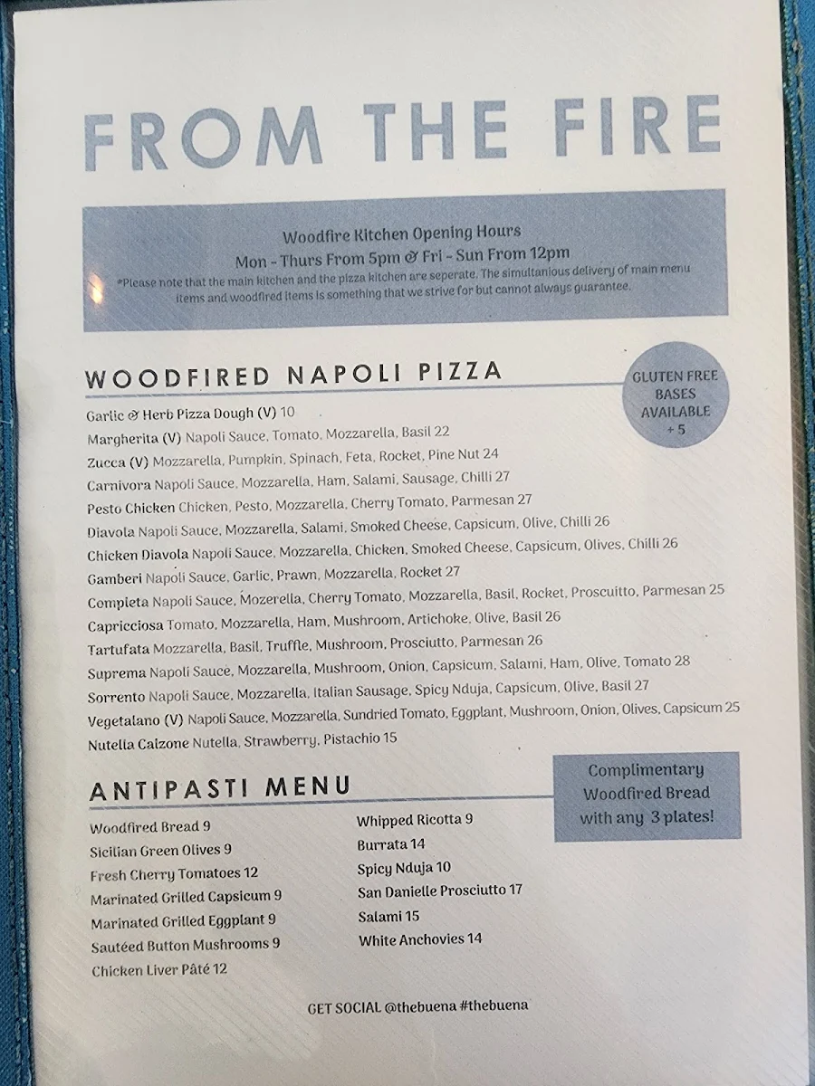 Menu, The Buena