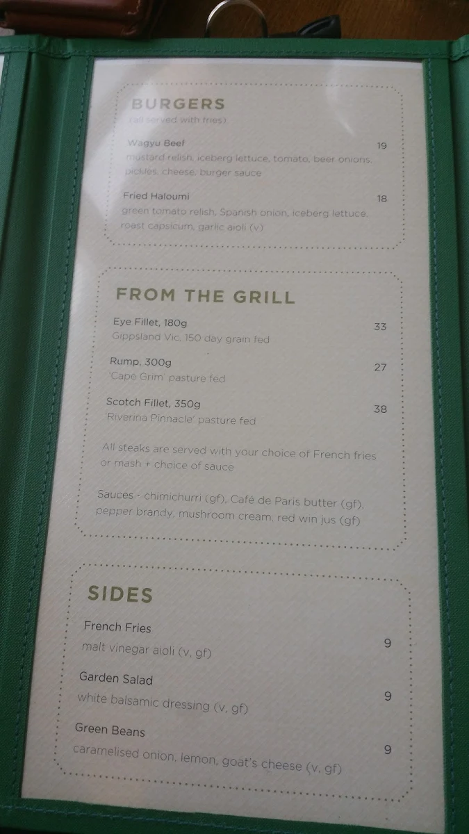 Menu, The Buena