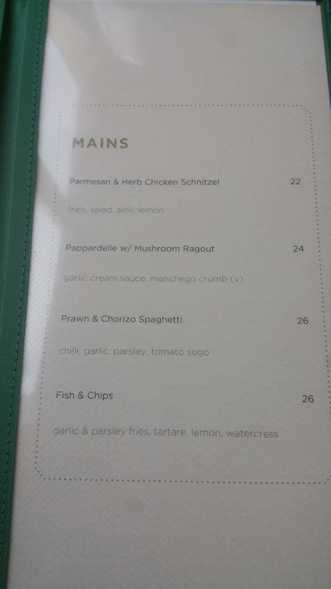 Menu, The Buena