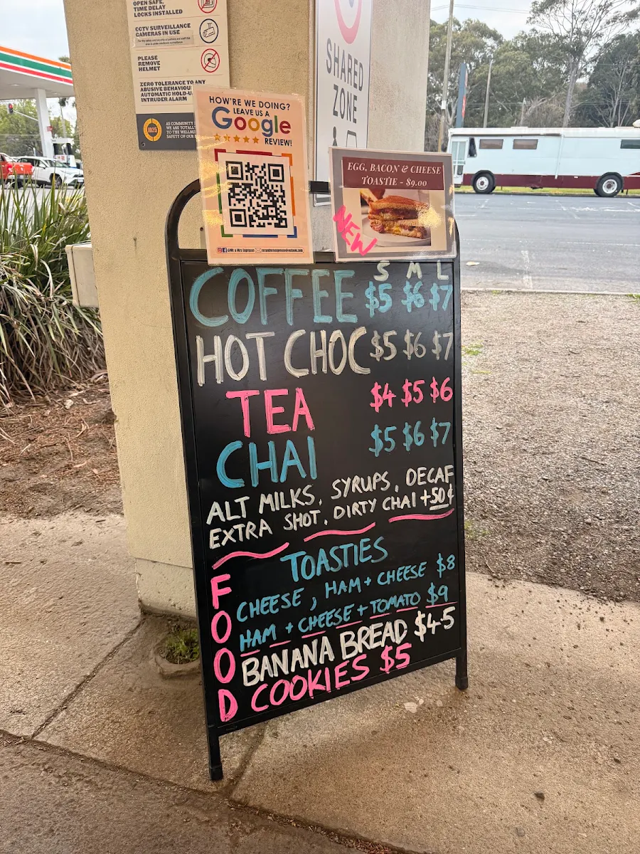 Menu, Mr & Mrs Espresso Drive-Thru Coffee