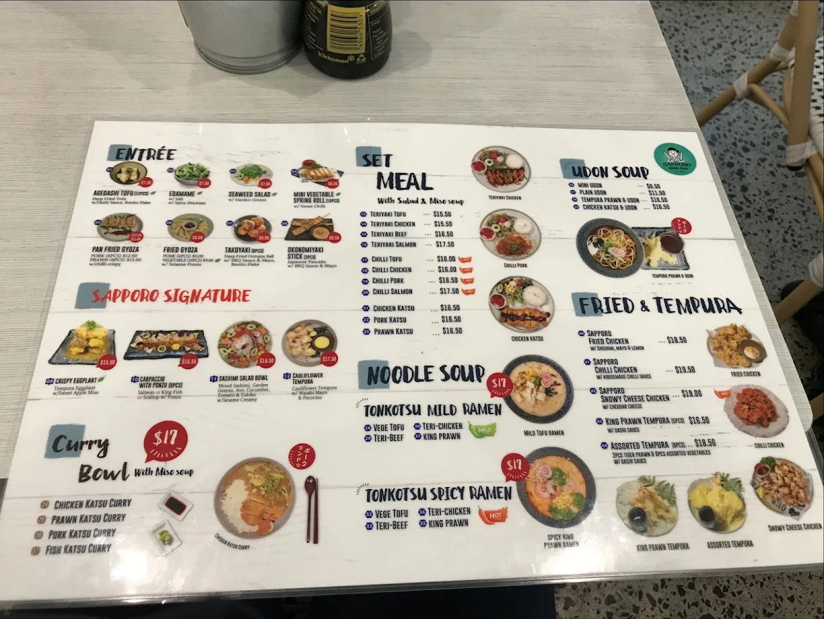 Menu, Sushi Sapporo Dulwich Hill