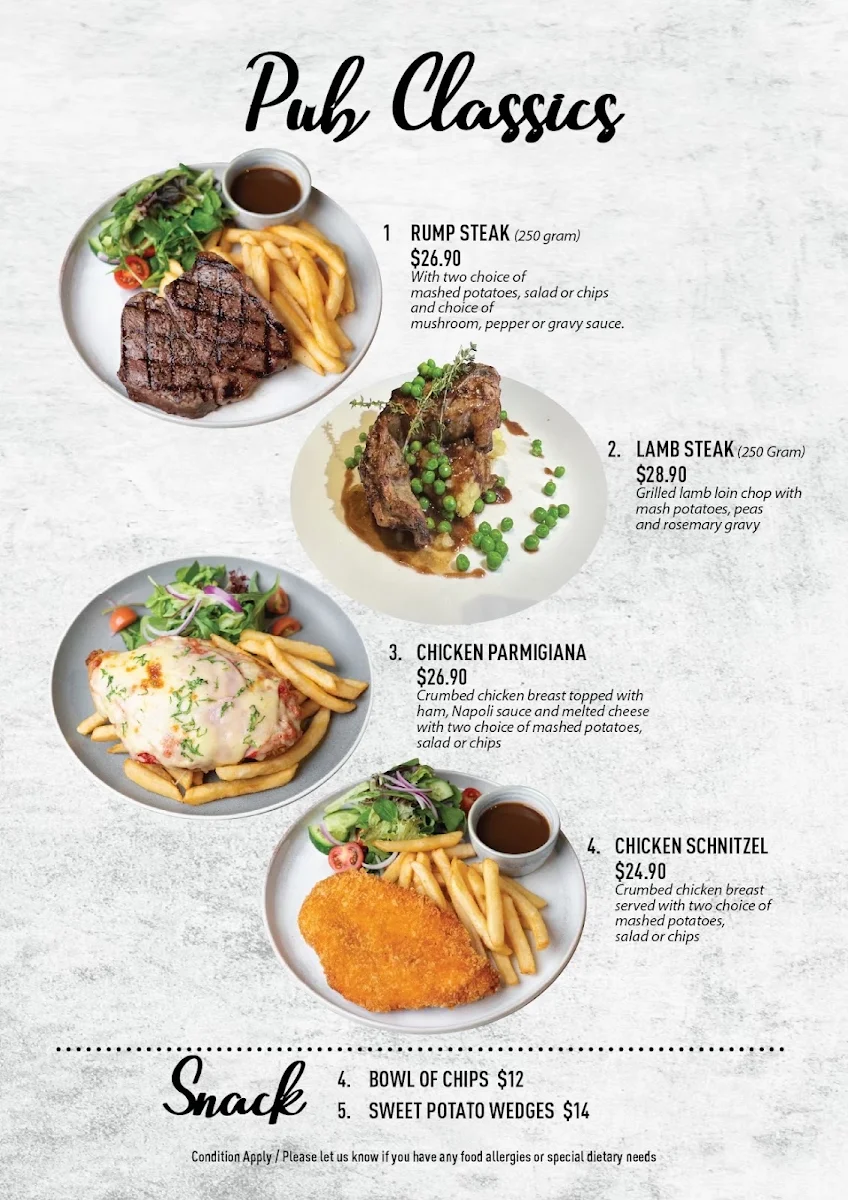 Menu, Mr B's Hotel