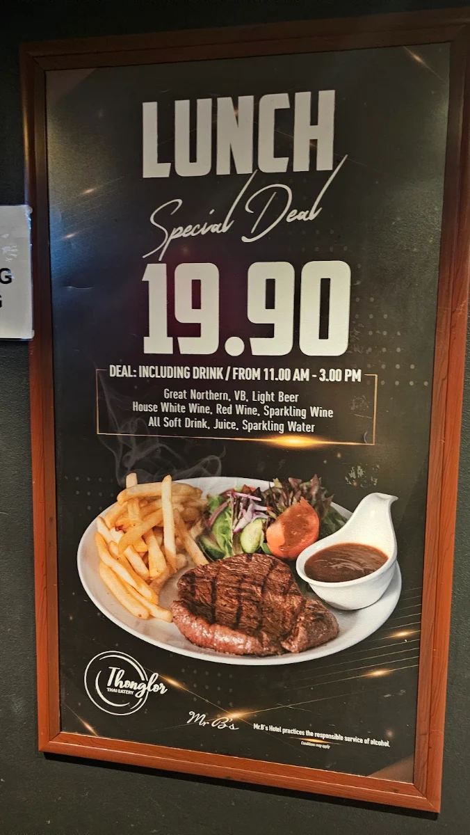 Menu, Mr B's Hotel