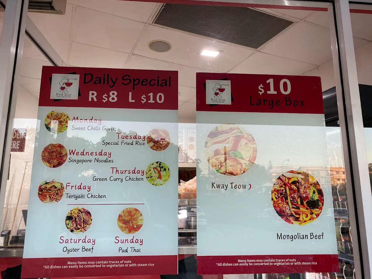 Menu, Red Star Noodle & Rice Bar