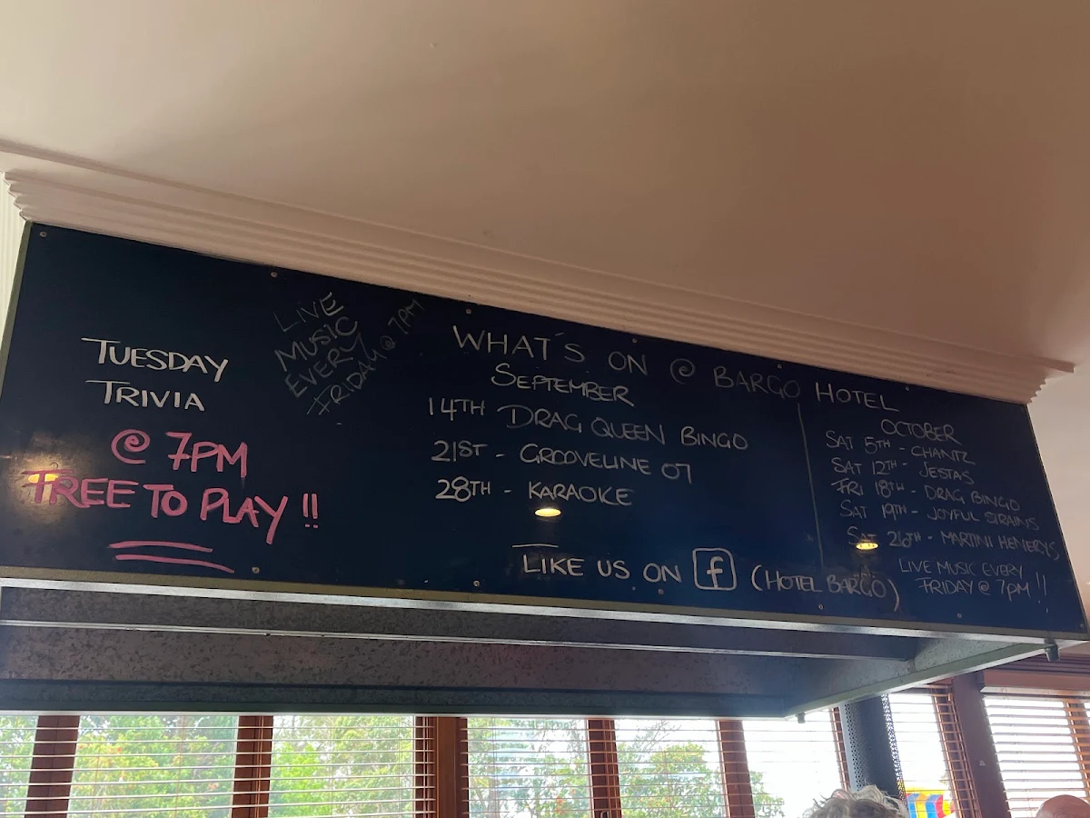Menu, Hotel Bargo