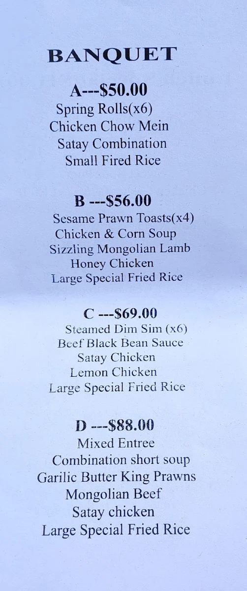 Menu, Lucky House (Chinese Kitchen Takeaway or Dine in)