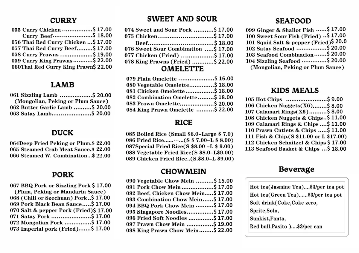 Menu, Lucky House (Chinese Kitchen Takeaway or Dine in)