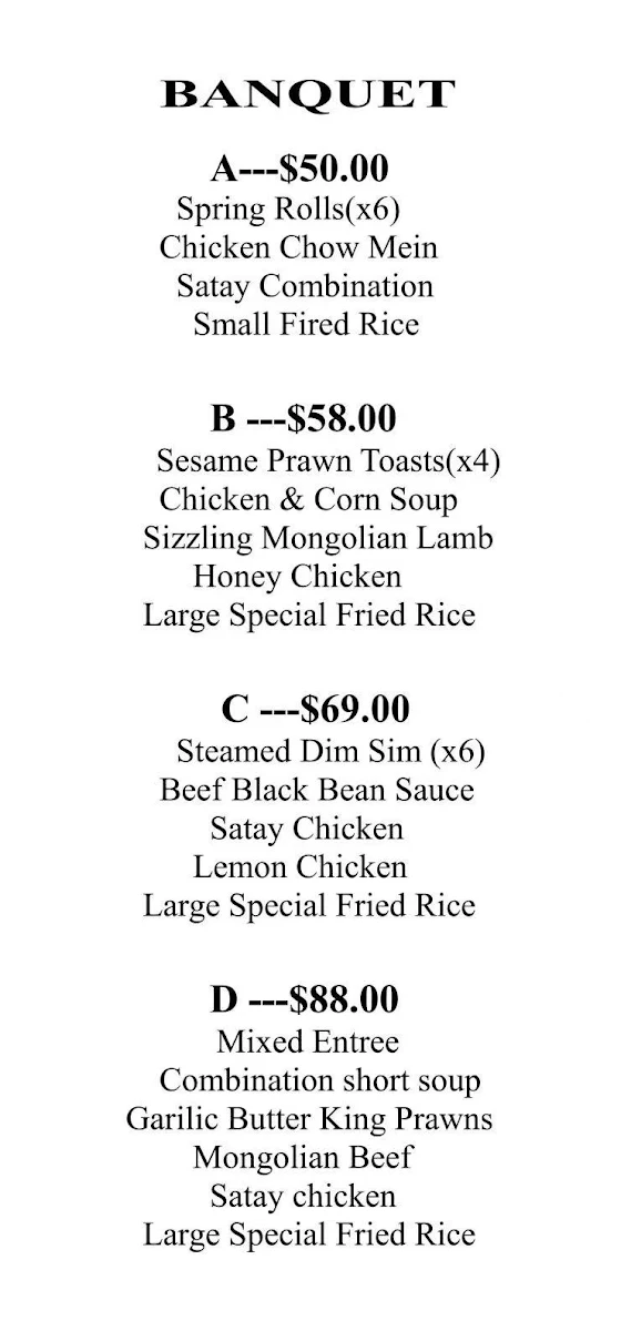 Menu, Lucky House (Chinese Kitchen Takeaway or Dine in)