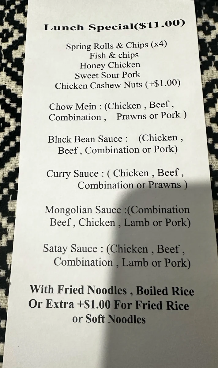 Menu, Lucky House (Chinese Kitchen Takeaway or Dine in)