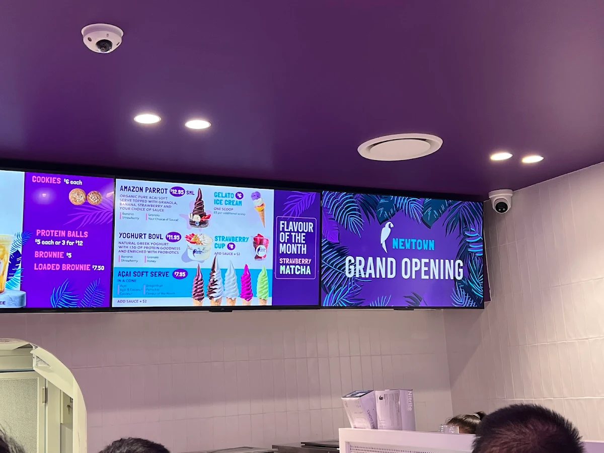 Menu, Purple Parrot Acai Newtown