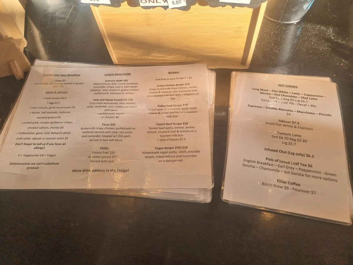 Menu, Glee Coffee Roasters Chapman