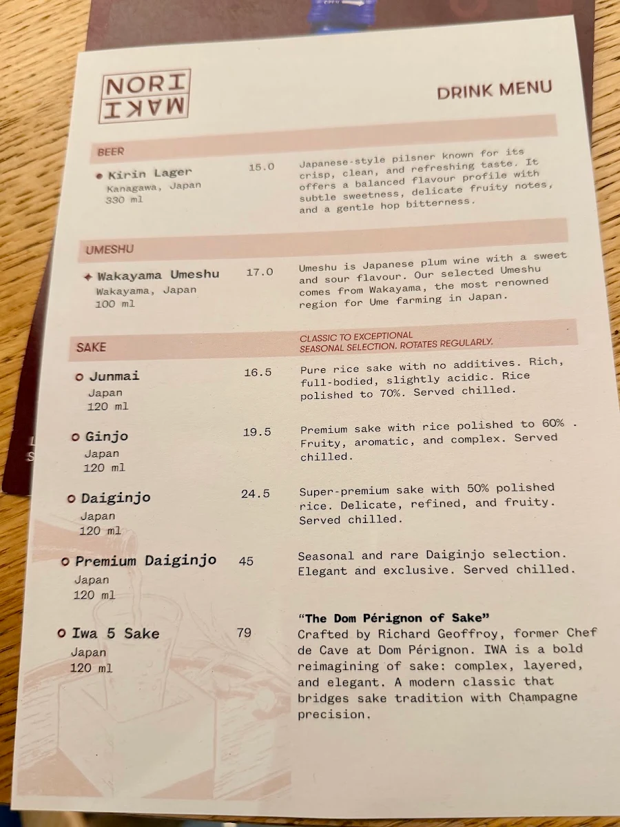 Menu, Nori Maki