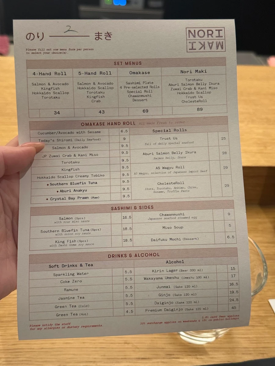 Menu, Nori Maki
