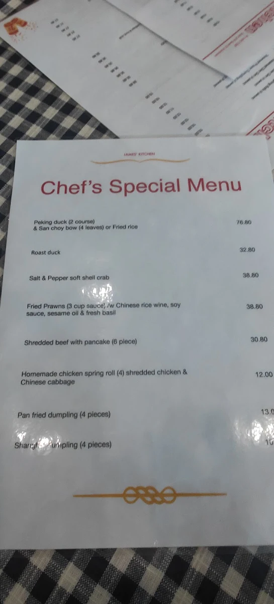 Menu, James Kitchen