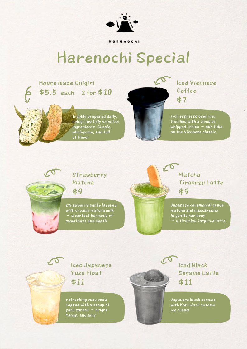 Menu, Harenochi