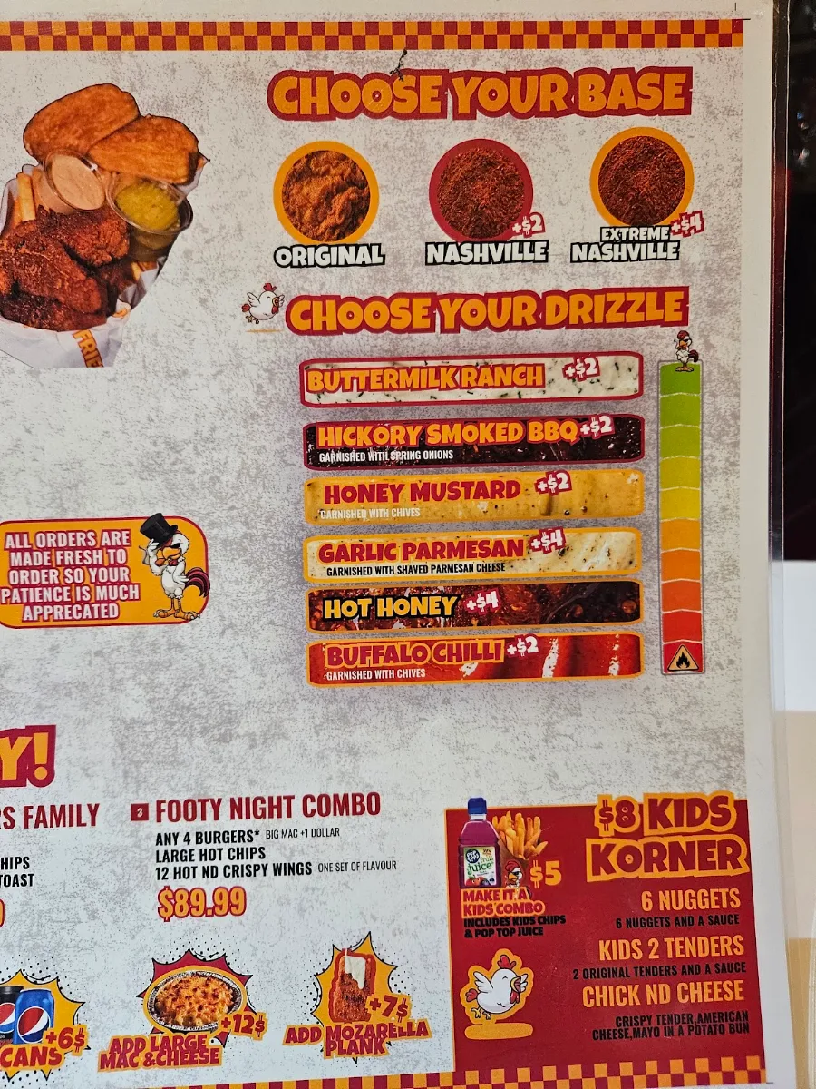 Menu, Get Fried Belmore
