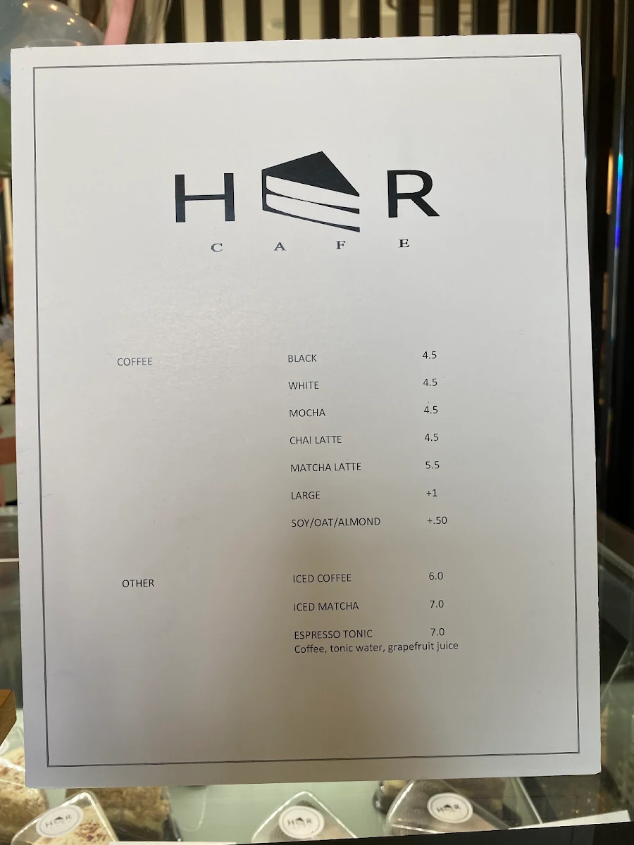 Menu, Her Cafe