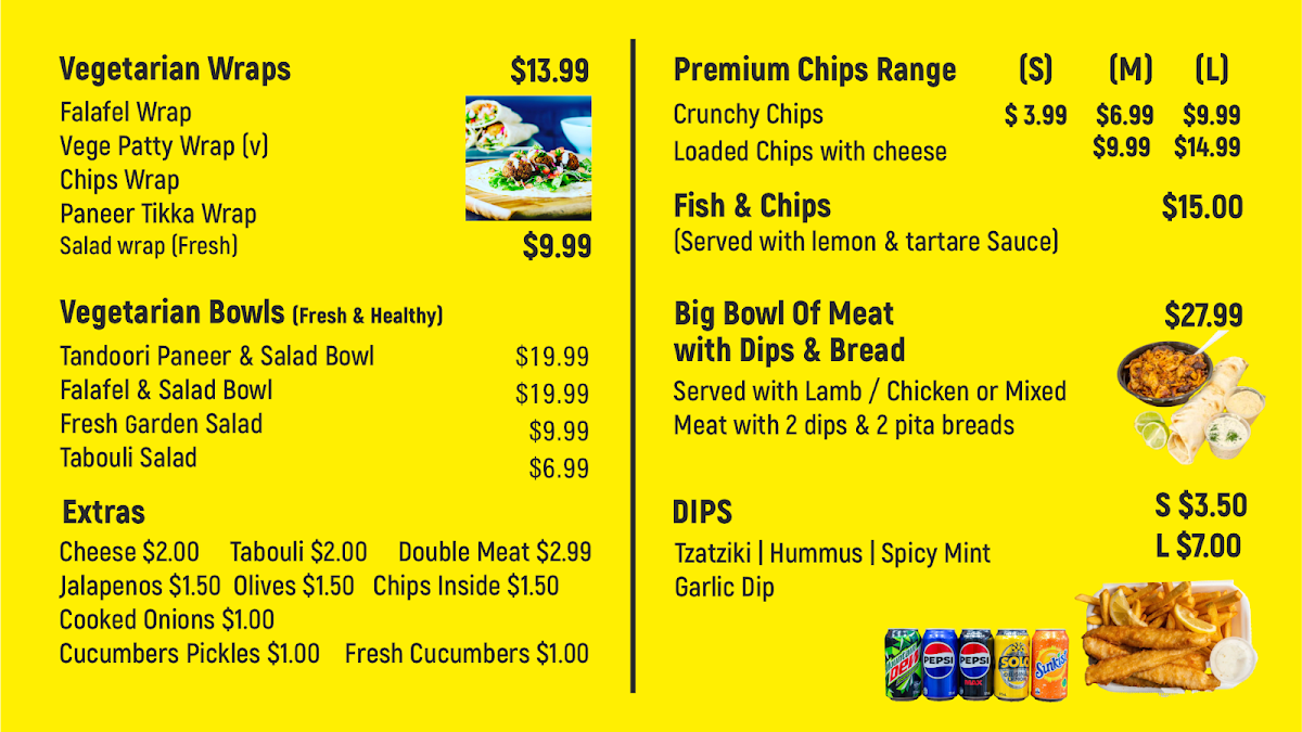 Menu, Sip N Bite Kebabs