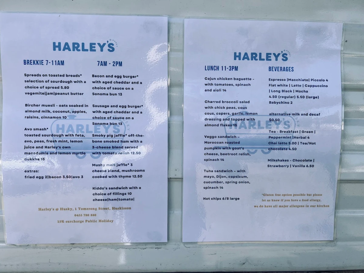 Menu, Harley's @ Husky
