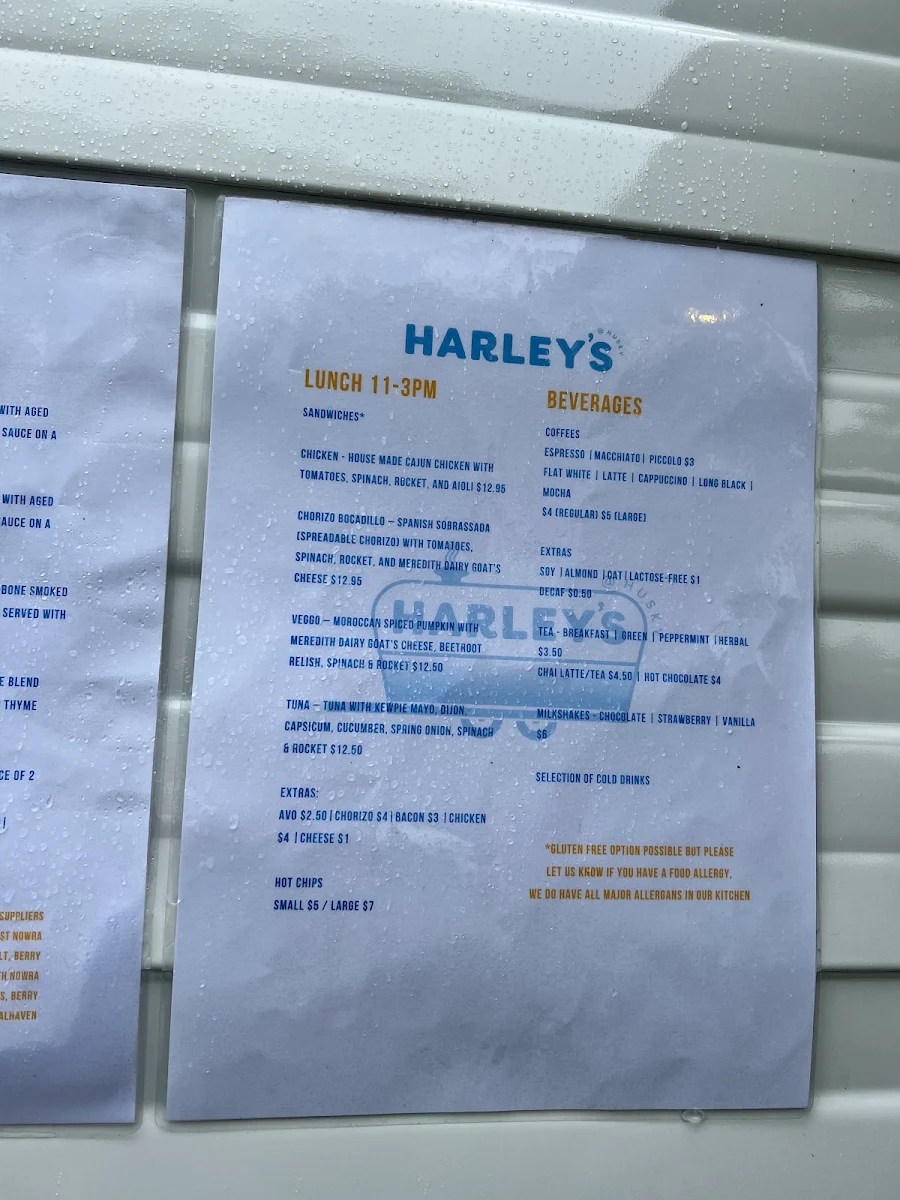 Menu, Harley's @ Husky