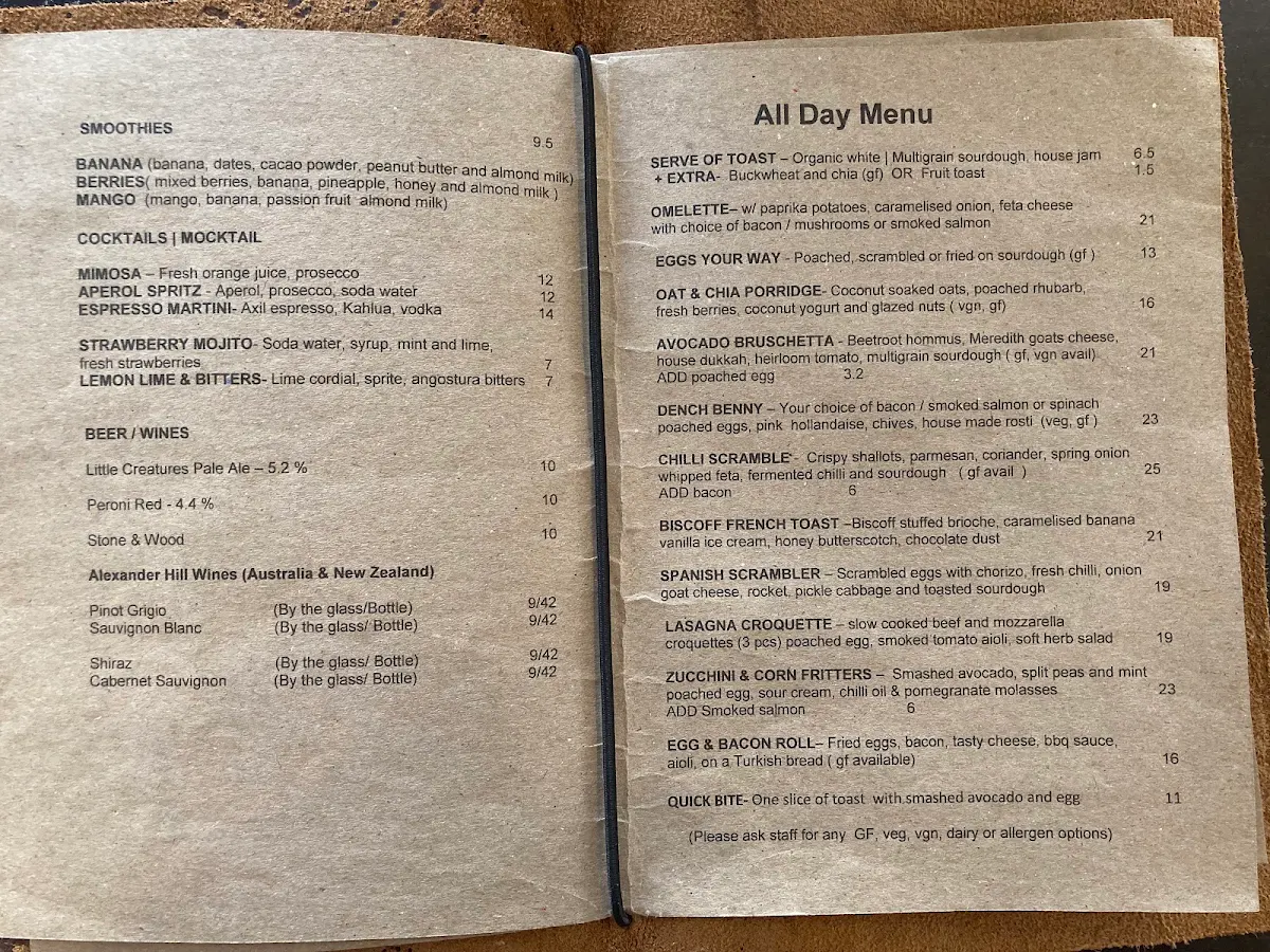 Menu, Caffè Lento