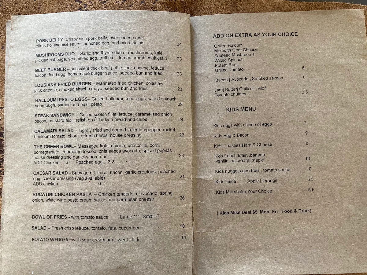 Menu, Caffè Lento