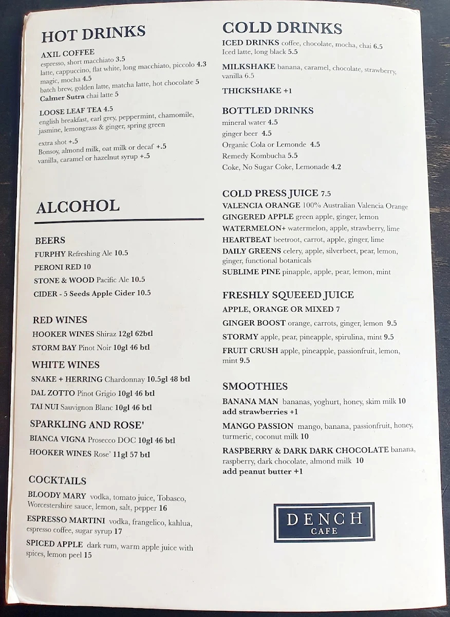 Menu, Caffè Lento