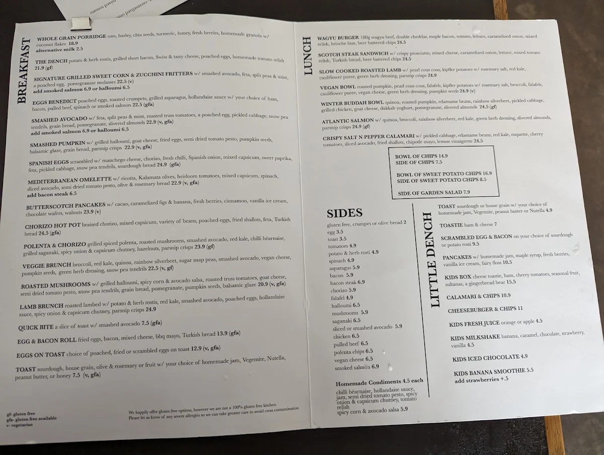 Menu, Caffè Lento