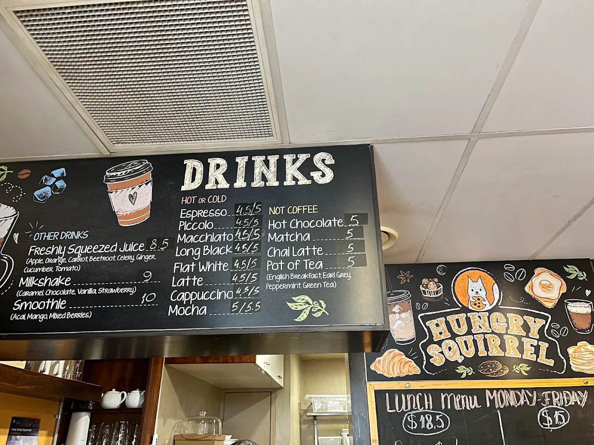 Menu, Hungry Squirrel Cafe