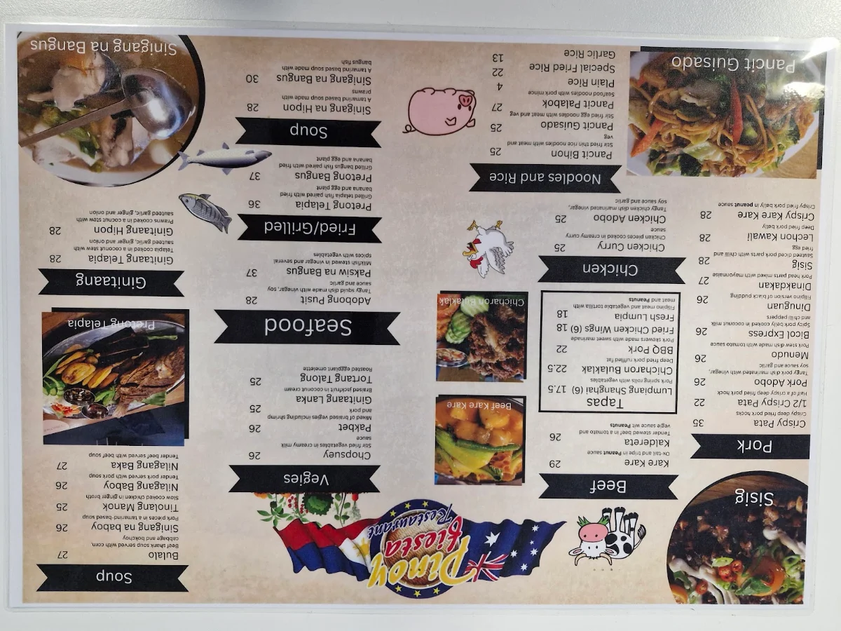 Menu, Pinoy Fiesta Restaurant