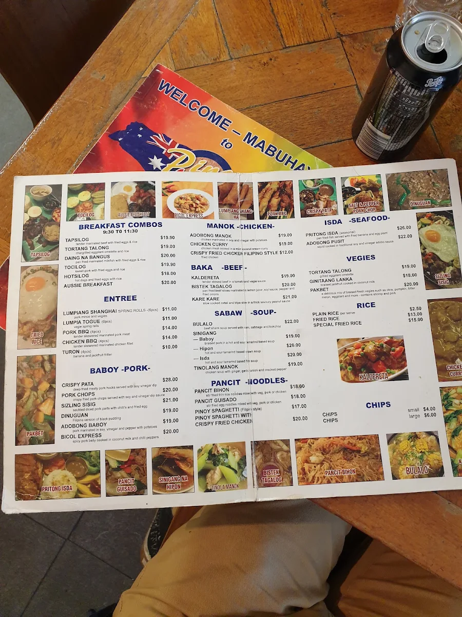 Menu, Pinoy Fiesta Restaurant