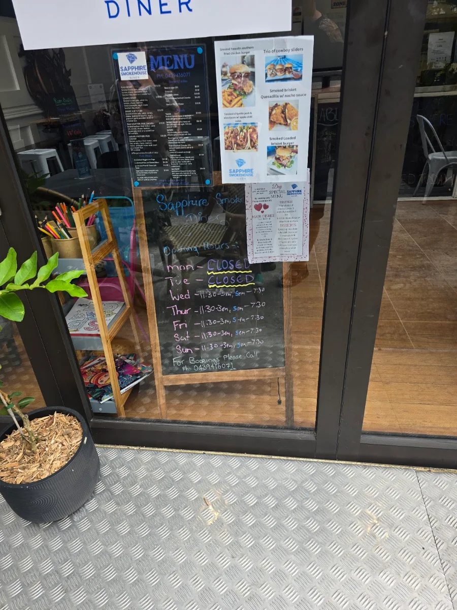 Menu, sapphire smokehouse