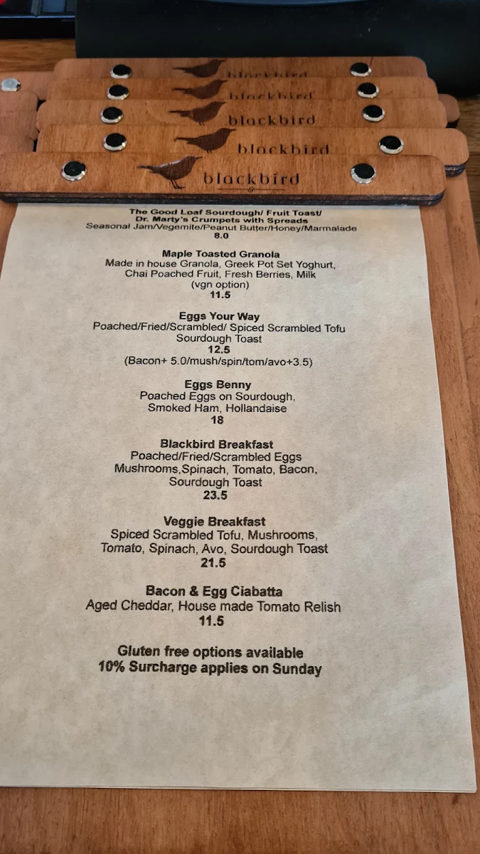 Menu, blackbird