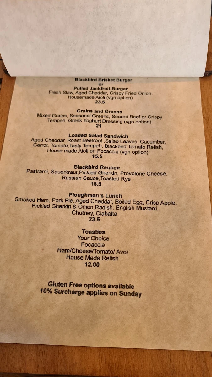 Menu, blackbird