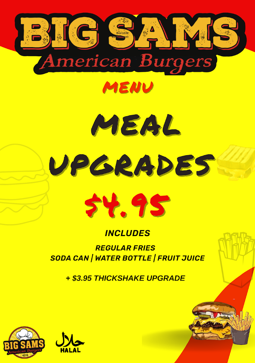 Menu, Big Sams American Burgers