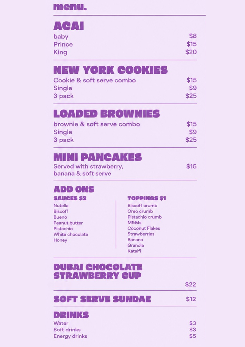 Menu, Purple Prince