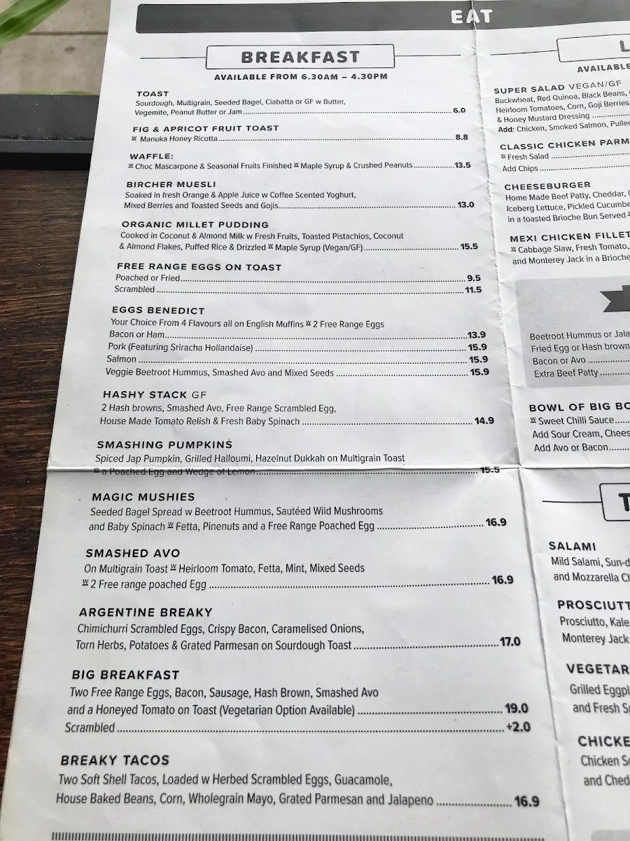 Menu, St Kilda Grocery Bar