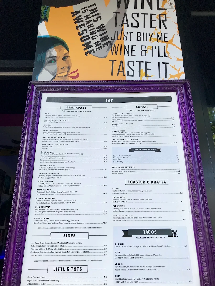 Menu, St Kilda Grocery Bar