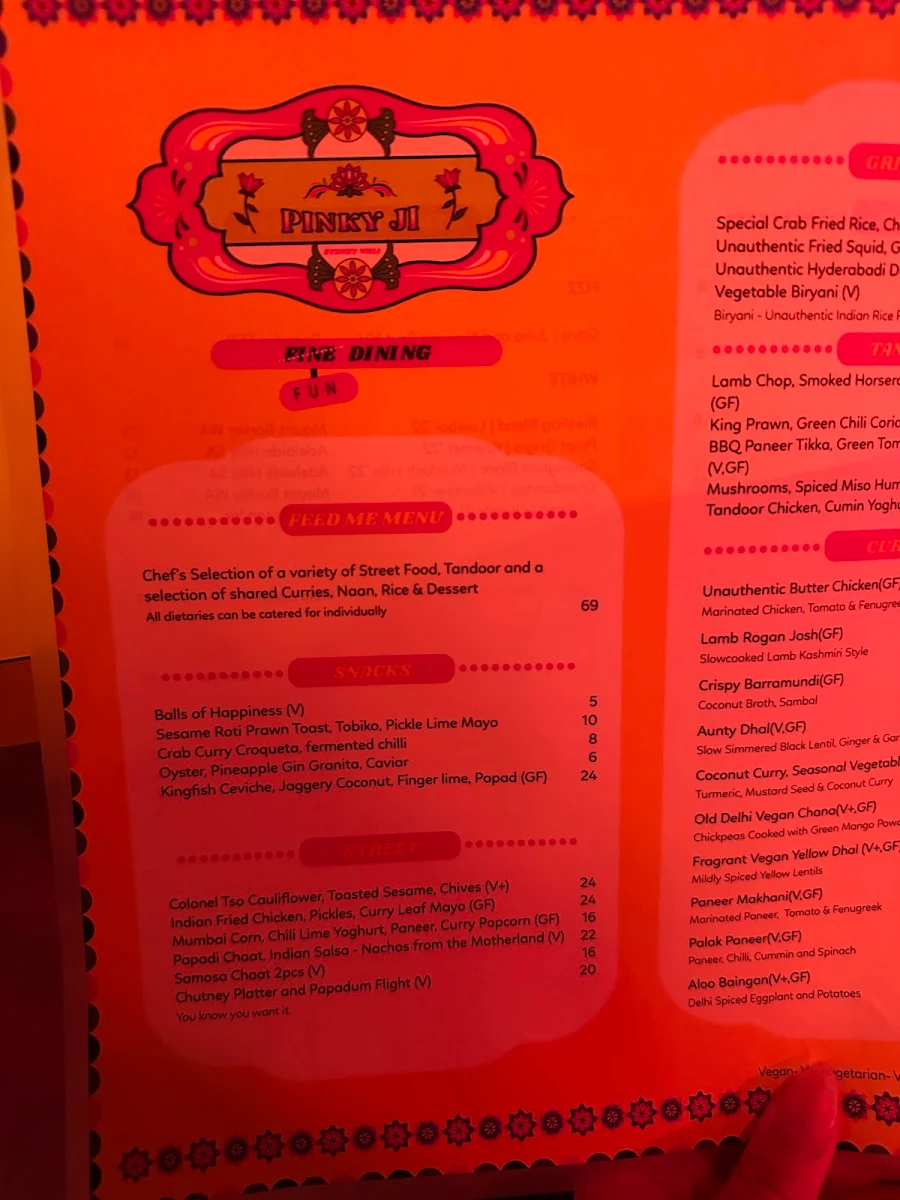 Menu, Pinky Ji