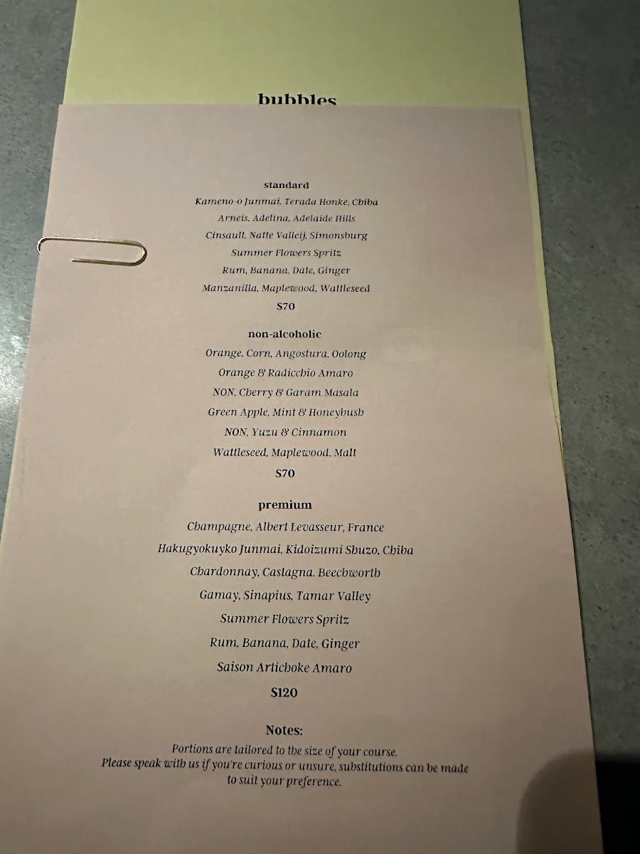 Menu, Joy Restaurant