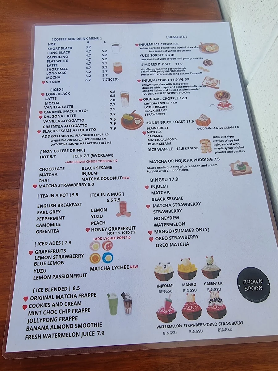 Menu, Brown Spoon Victoria Park