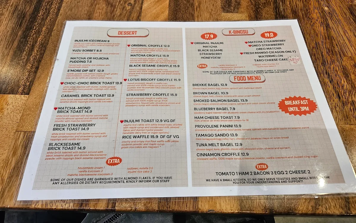 Menu, Brown Spoon Victoria Park