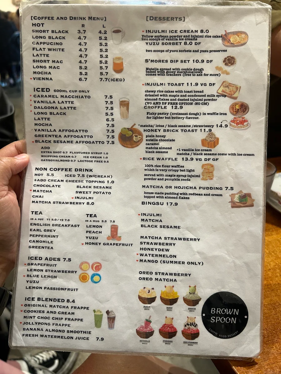 Menu, Brown Spoon Victoria Park